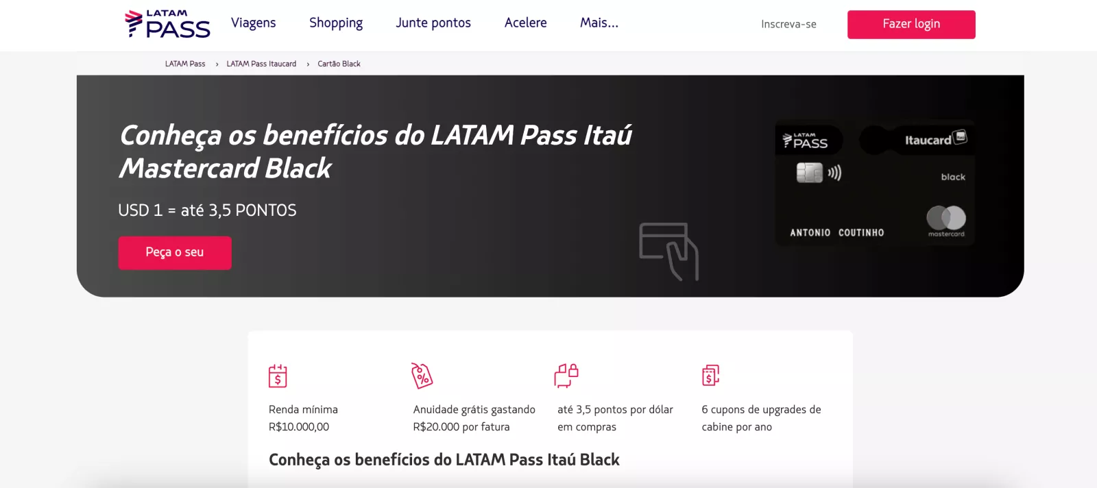 cadastro latam pass passo 3