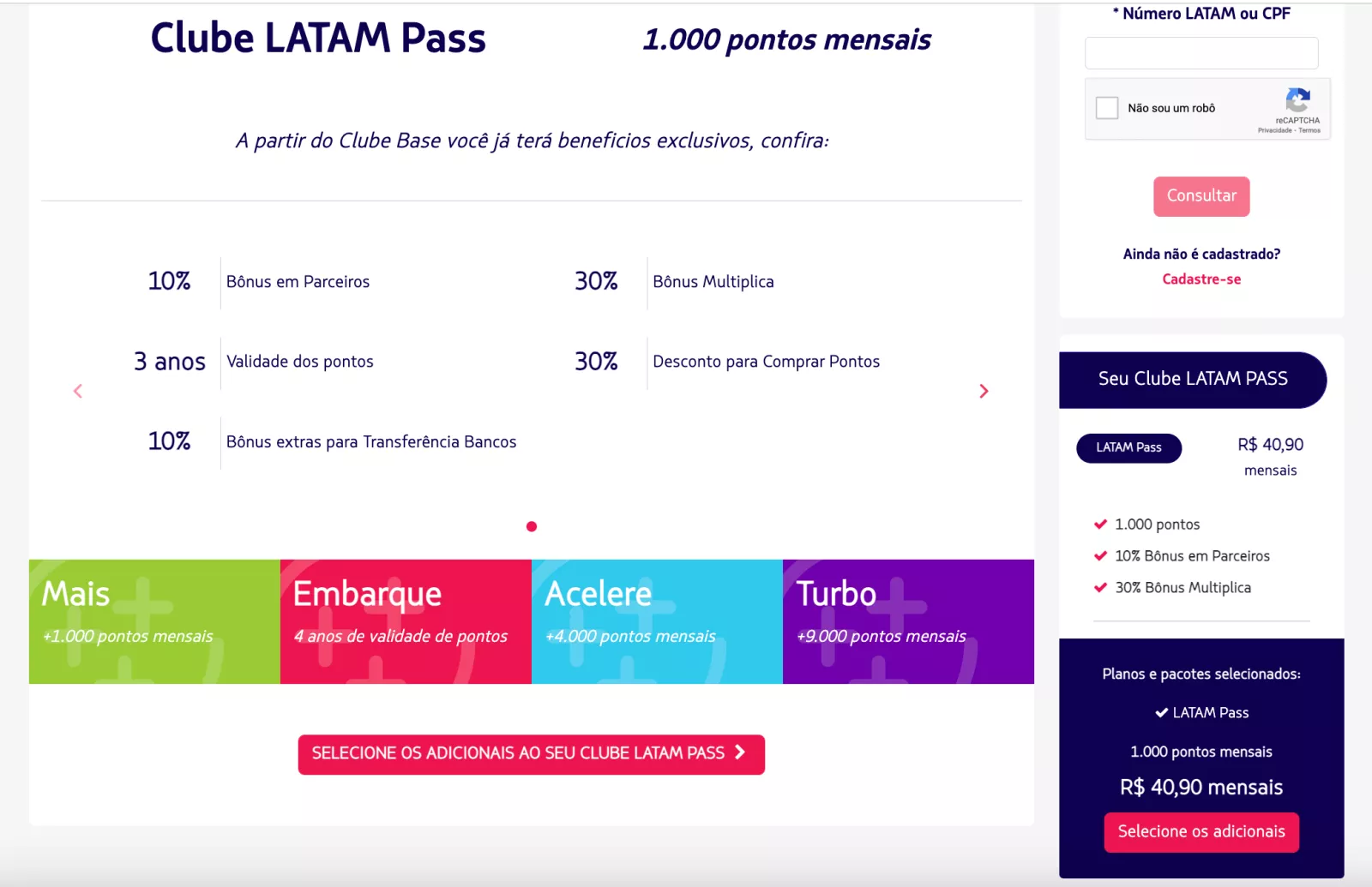 cadastro latam pass passo 4