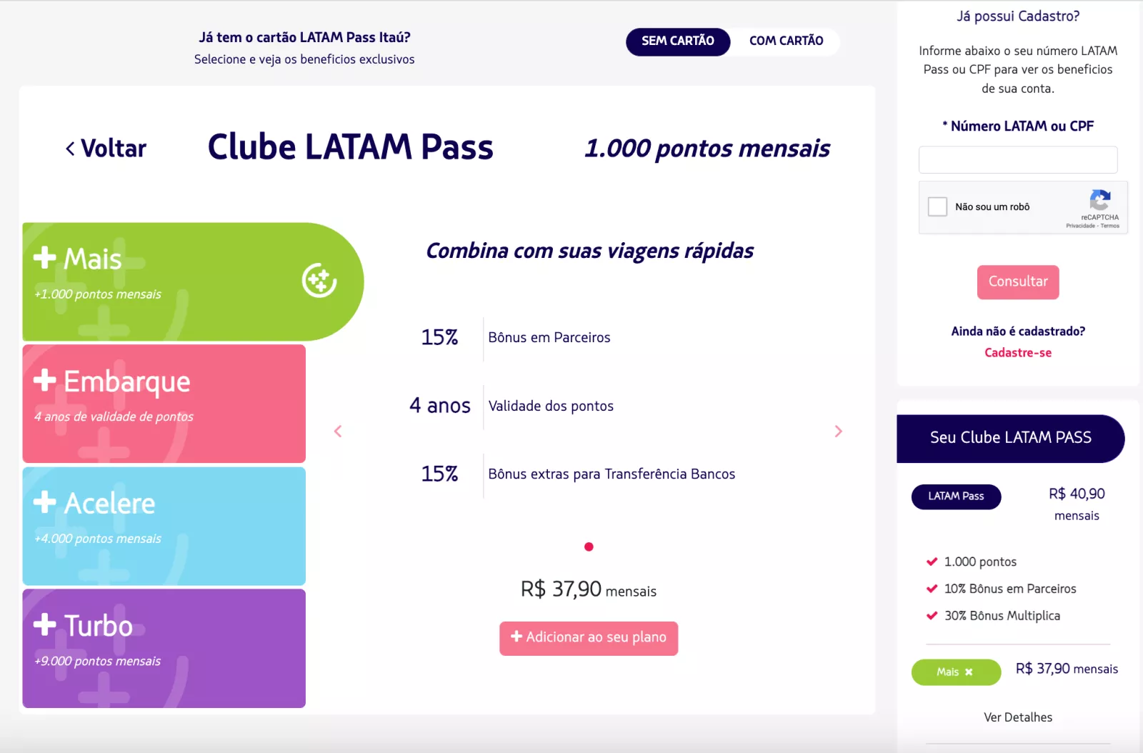 cadastro latam pass passo 5