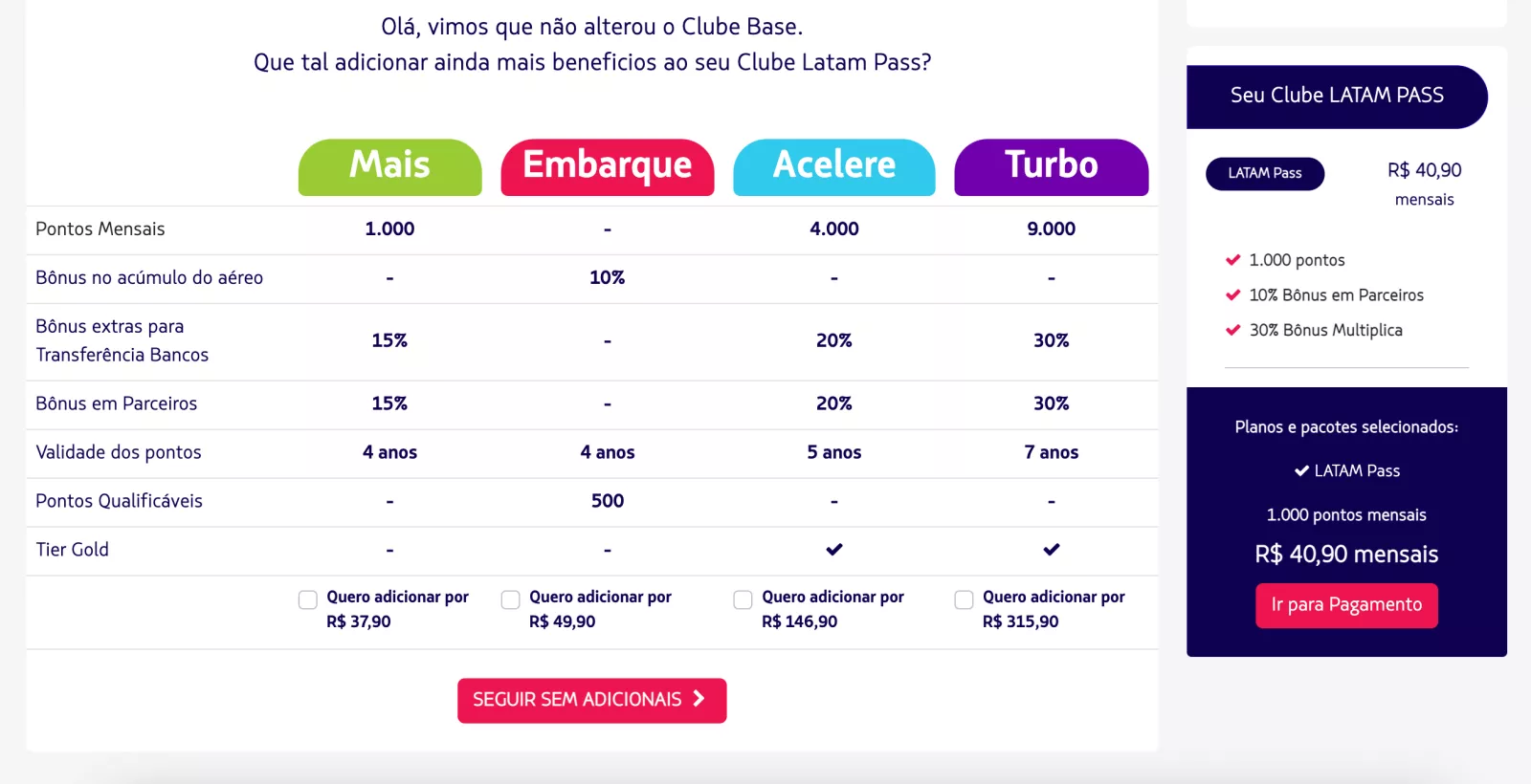 cadastro latam pass passo 7