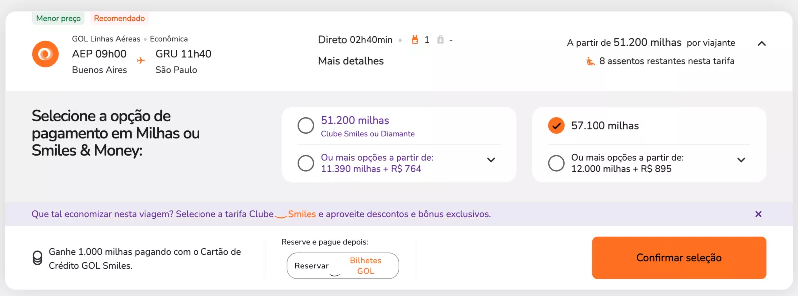 passagem aerea internacional smiles passo 3