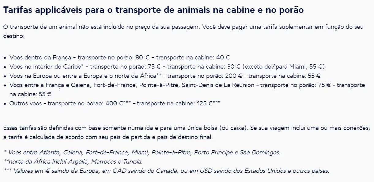 taxas-para-viajar-com-pet-na-cabine-e-no-porao-air-france